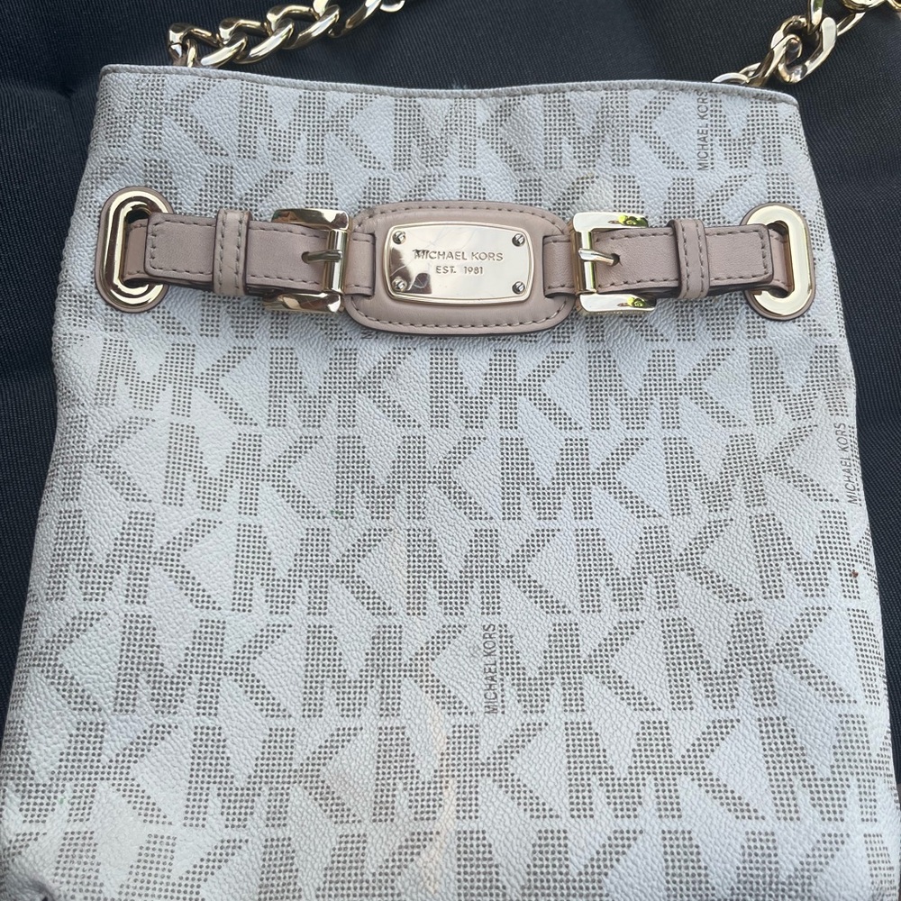 Michael Kors Silver and Tan Crossbody Bag